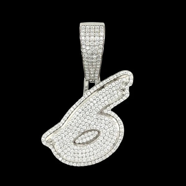 Rhodium Number Pendants 925 Sterling Silver