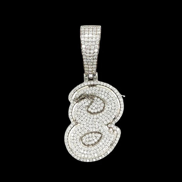 Rhodium Number Pendants 925 Sterling Silver