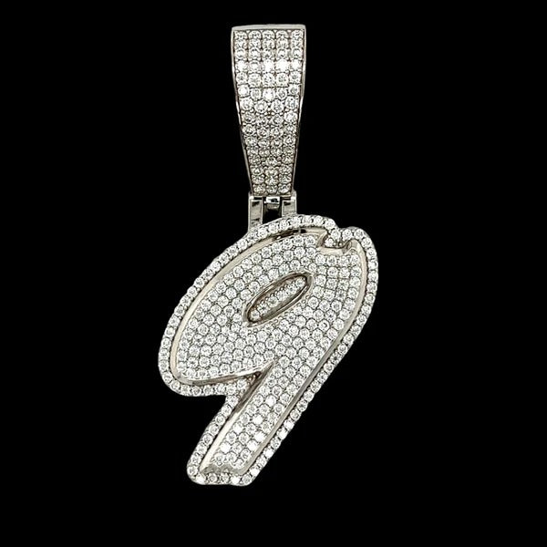 Rhodium Number Pendants 925 Sterling Silver
