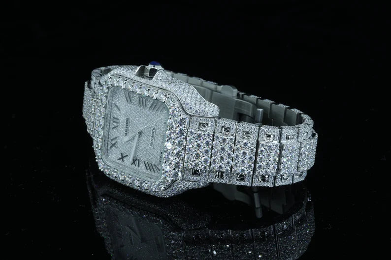 Vvs Moissanite customized hip-hop bling fully iced watch for men (Auto Movement)
