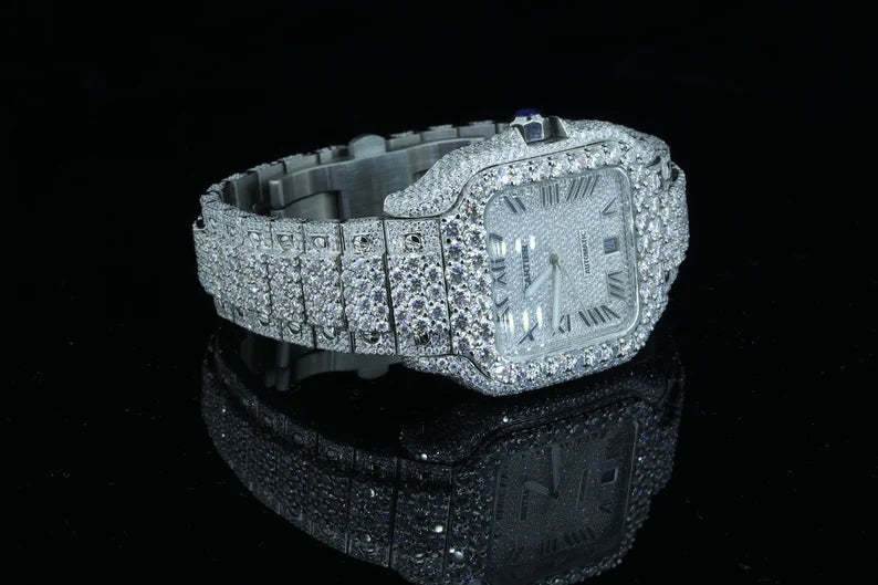 Vvs Moissanite customized hip-hop bling fully iced watch for men (Auto Movement)