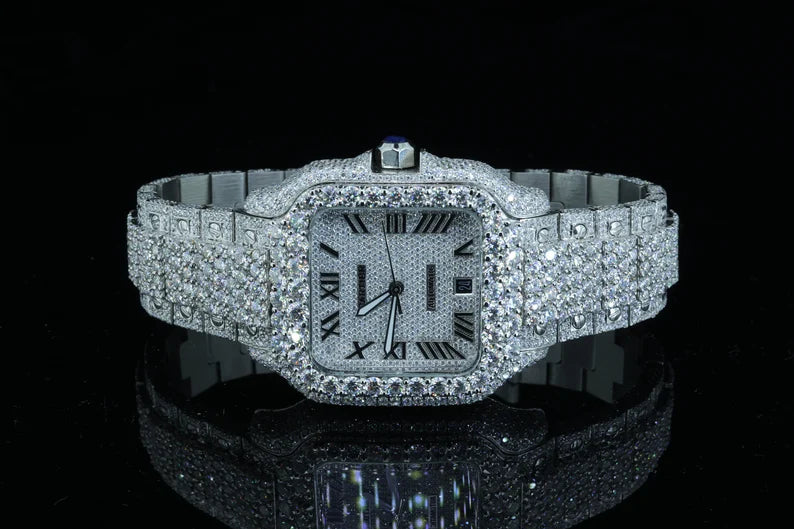 Vvs Moissanite customized hip-hop bling fully iced watch for men (Auto Movement)