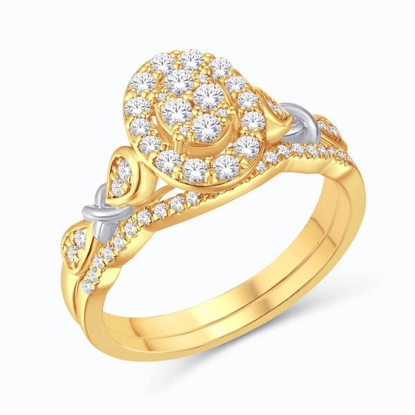 10KT Two-tone (Yellow and White) Gold 0.47 Carat Oval Bridal Ring