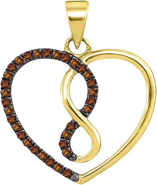 10KT Yellow Gold 0.12 Carat Brown Diamond Heart Pendant