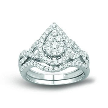 14K White Gold 0.50 Carat Pear Bridal Ring