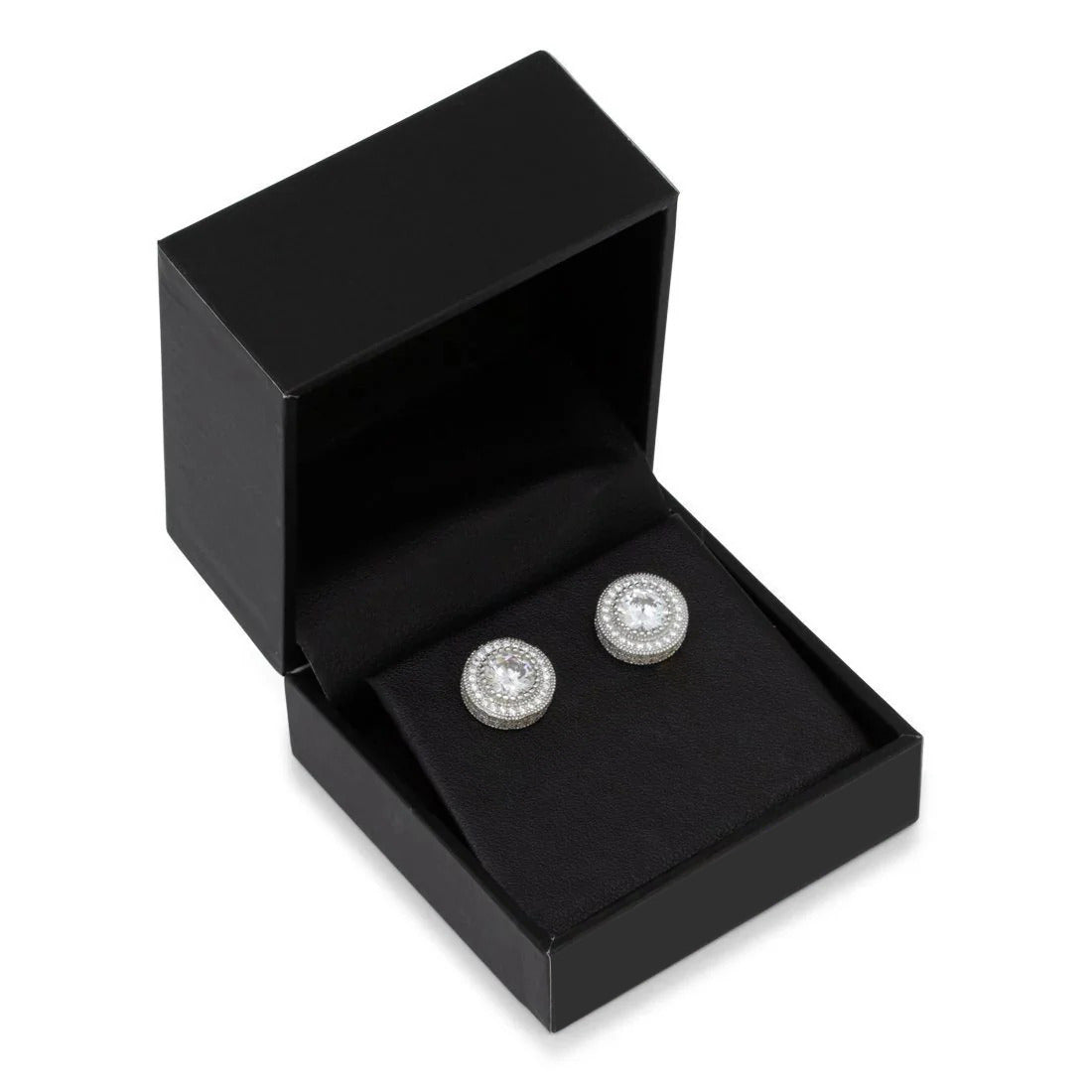 925 ICED BUTTON STUD EARRINGS