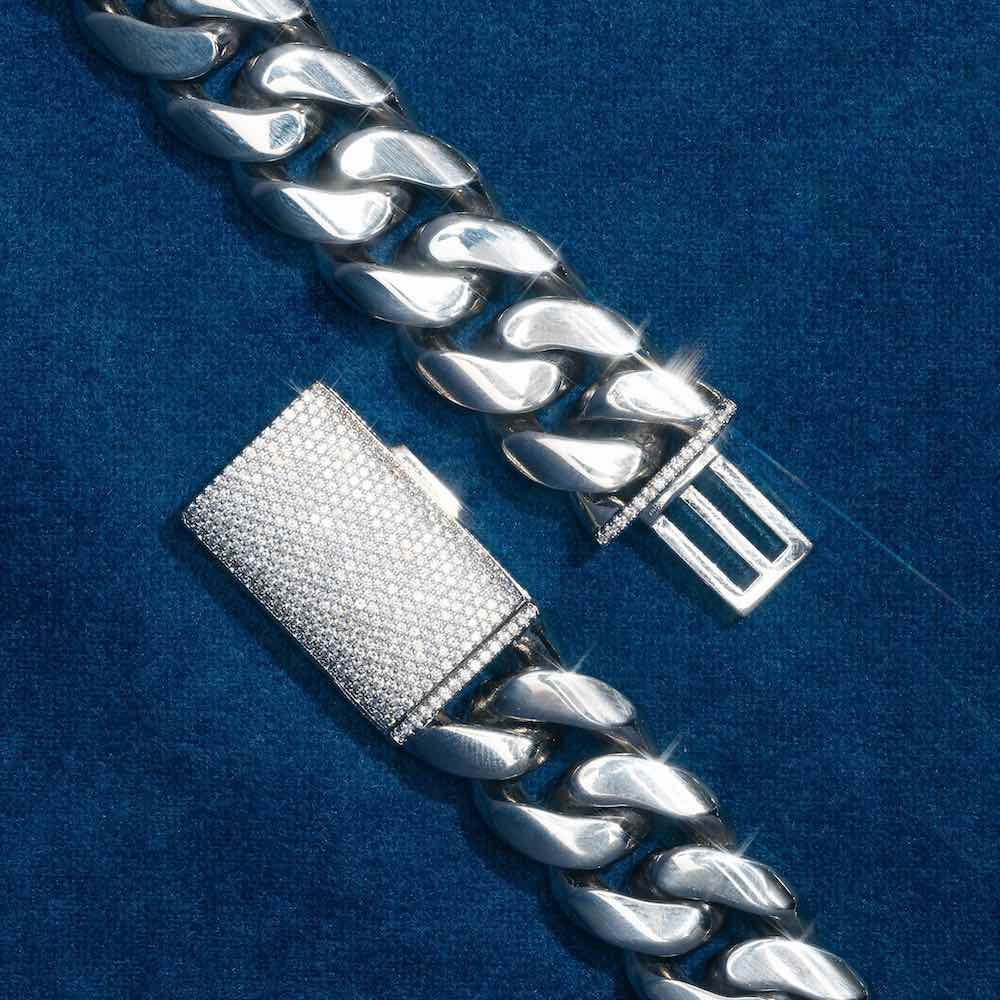 12MM Cuban Link Chain 14K White Gold