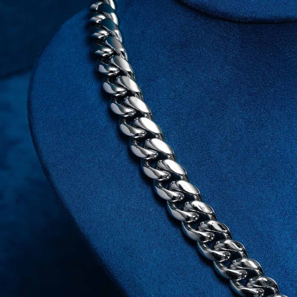 10MM Cuban Link Chain 14K White Gold