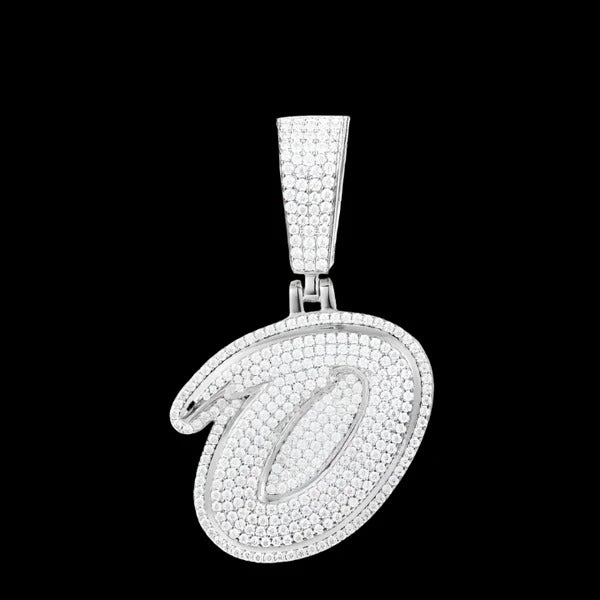 Rhodium Initial Pendants 925 Sterling Silver