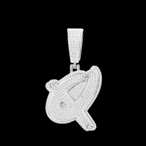 Rhodium Initial Pendants 925 Sterling Silver