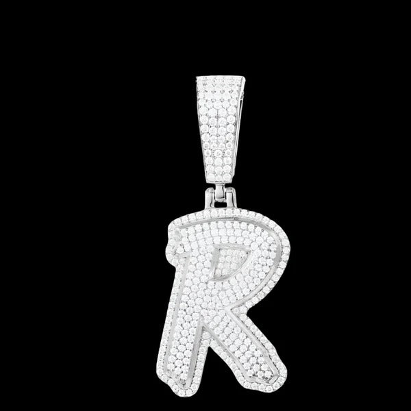 Rhodium Initial Pendants 925 Sterling Silver