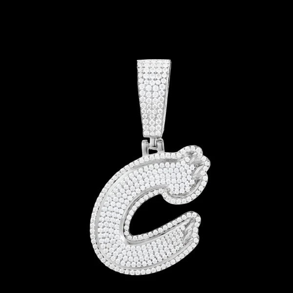 Rhodium Initial Pendants 925 Sterling Silver