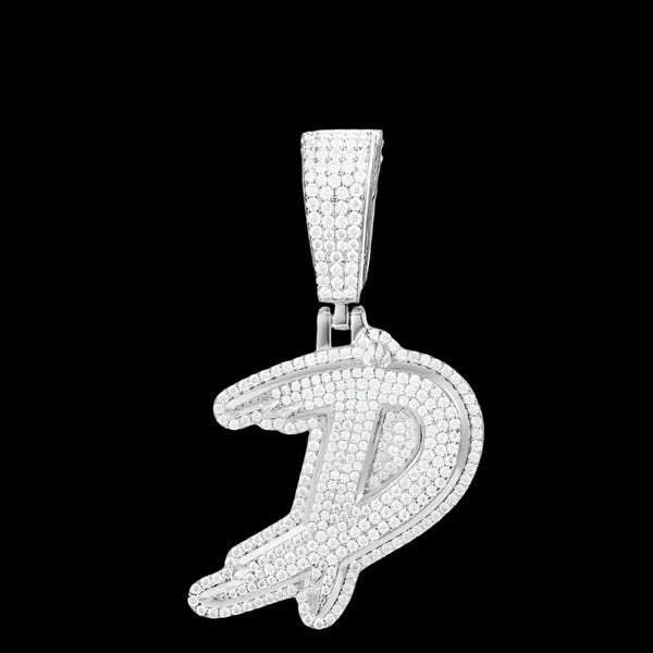 Rhodium Initial Pendants 925 Sterling Silver