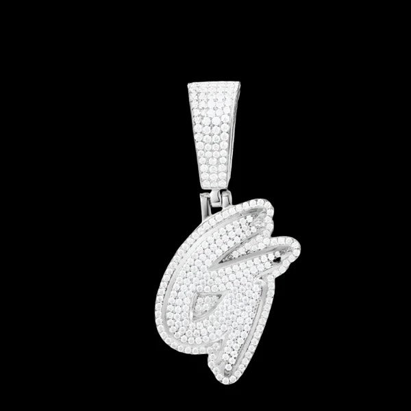 Rhodium Initial Pendants 925 Sterling Silver