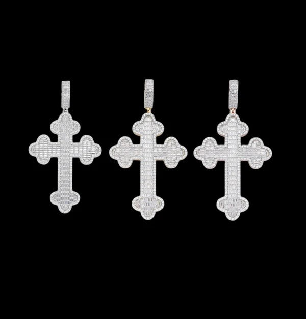 Stunning Moissanite Cross Pendant 925 Sterling Silver