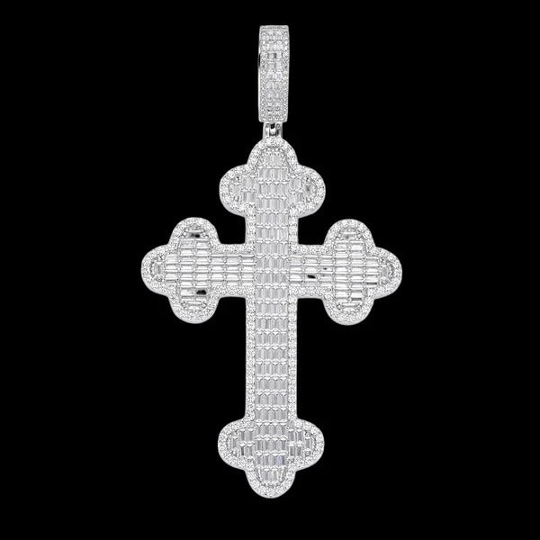 Stunning Moissanite Cross Pendant 925 Sterling Silver