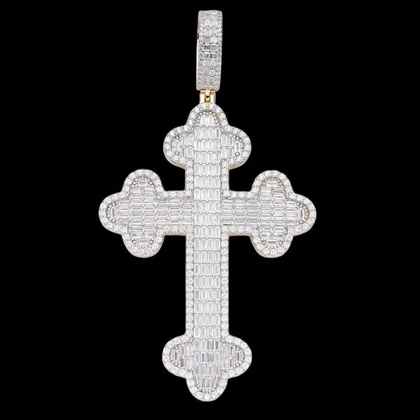 Stunning Moissanite Cross Pendant 925 Sterling Silver