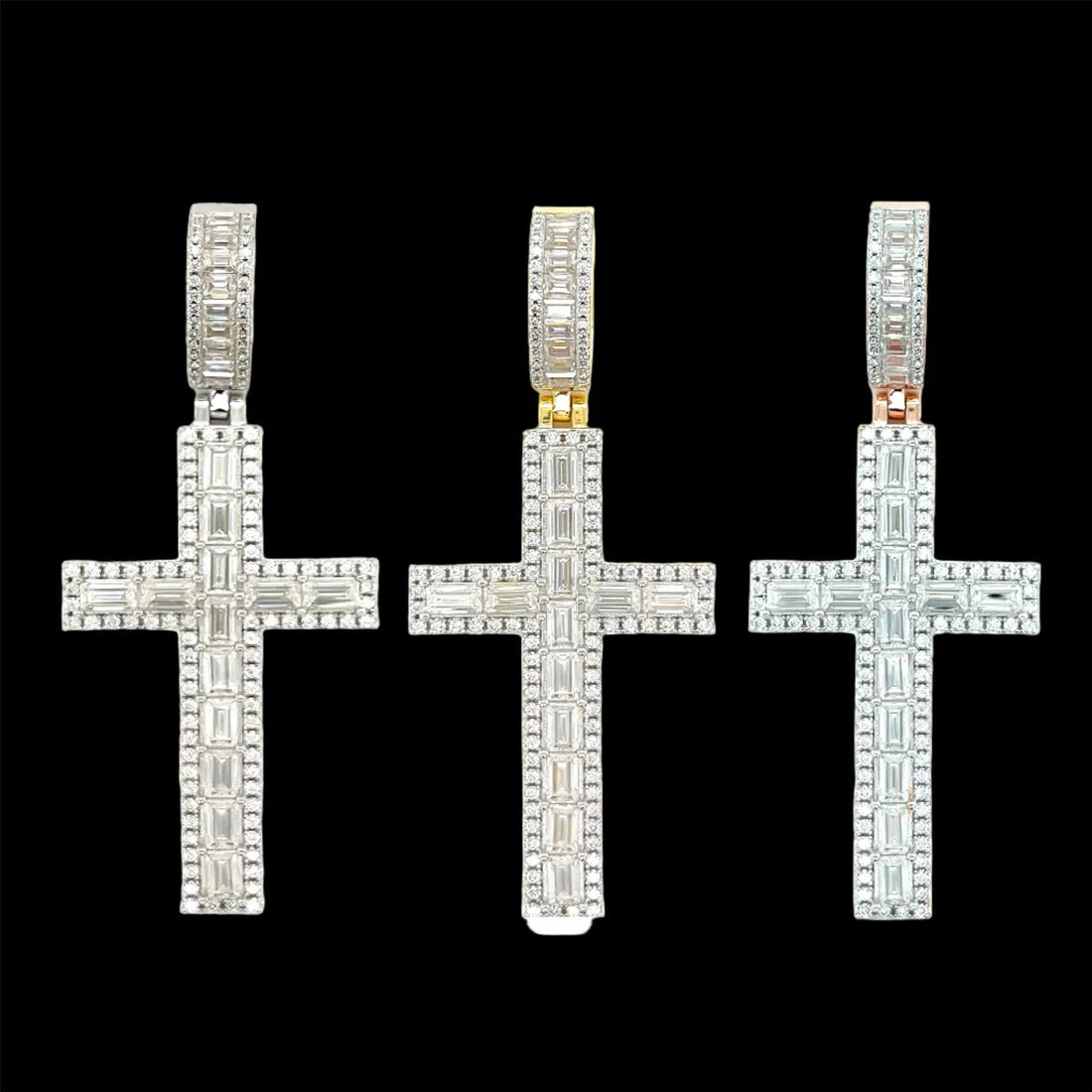 Rhodium Moissanite Cross Pendant Stunning 925 Sterling Silver