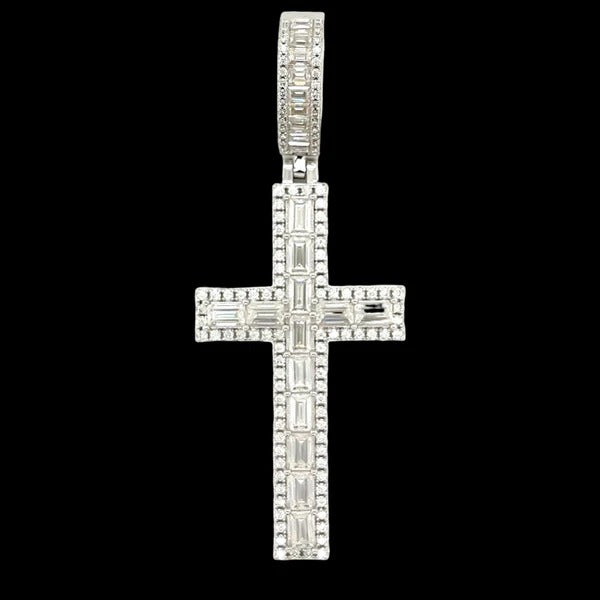 Rhodium Moissanite Cross Pendant Stunning 925 Sterling Silver