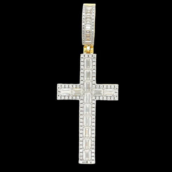 Rhodium Moissanite Cross Pendant Stunning 925 Sterling Silver