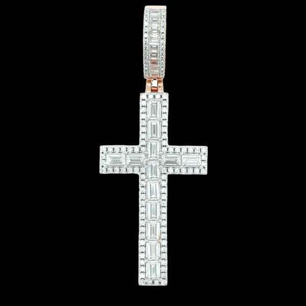 Rhodium Moissanite Cross Pendant Stunning 925 Sterling Silver