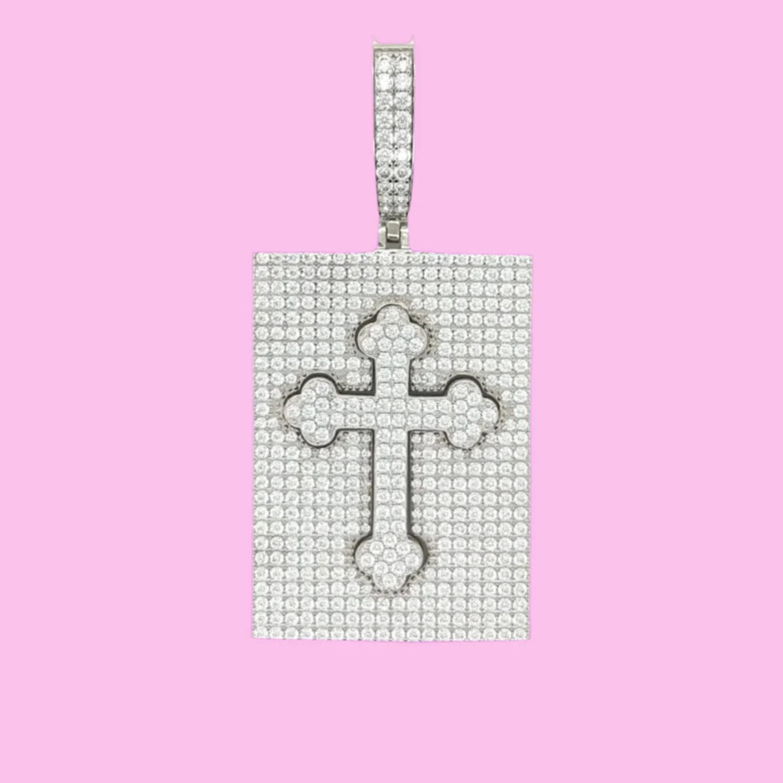 Silver Moissanite 2 IN 1 Cross Pendant 925 Sterling