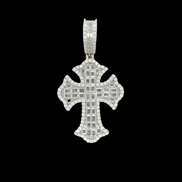 925 Moissanite Sterling Silver elegant Cross Pendant