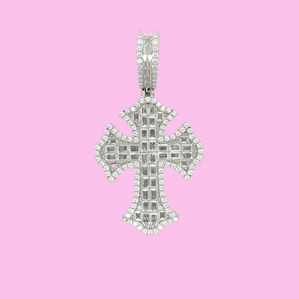 925 Moissanite Sterling Silver elegant Cross Pendant