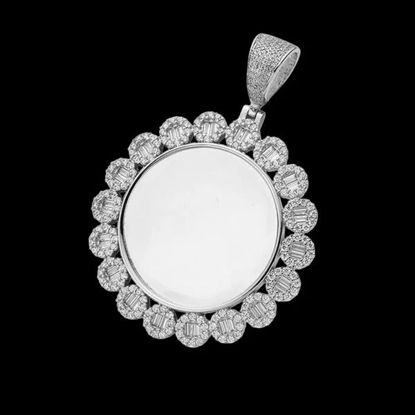 Round Picture Charm Pendant 925 Sterling Silver