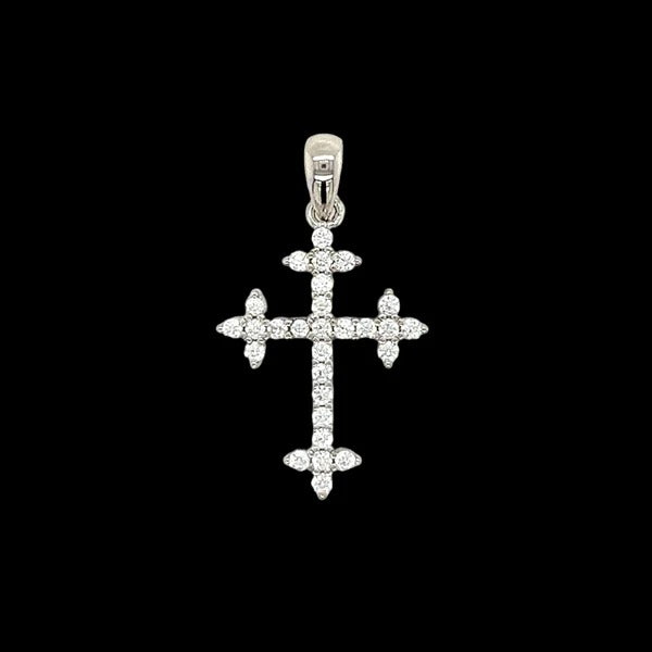 Rhodium MOISSANITE Cross Pendant 925 Sterling Silver