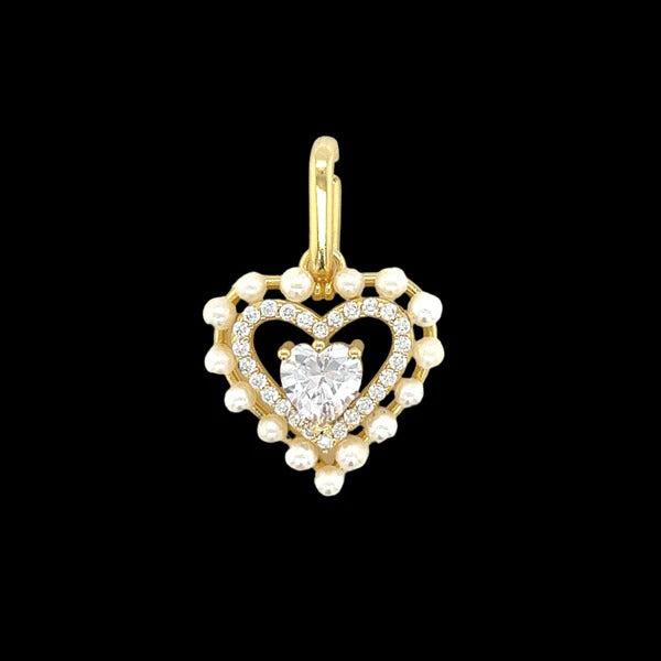 Rhodium MOISSANITE Heart Pearl Pendant 925 Sterling Silver