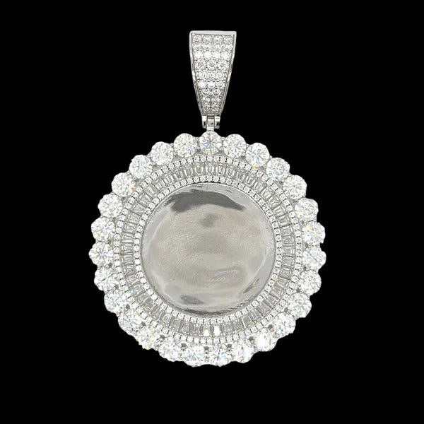 Round Picture Charm Pendant 925 Sterling Silver