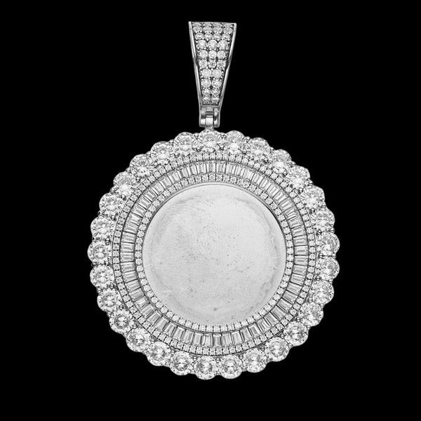 Round Picture Charm Pendant 925 Sterling Silver