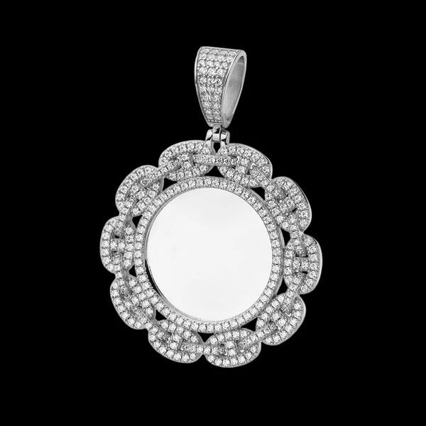 Round Picture Charm Pendant 925 Sterling Silver