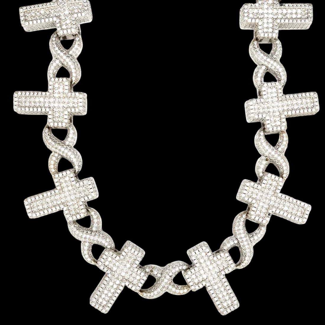 Iced Out Rhodium 26MM INFINITY CROSS Chain