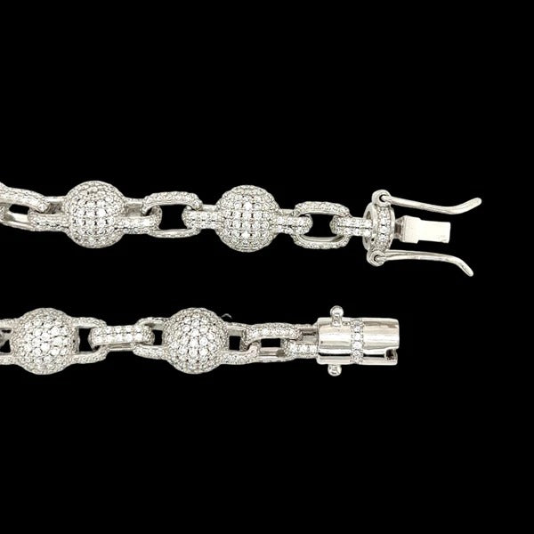 Rhodium 10MM CROSS & BEADS Chain