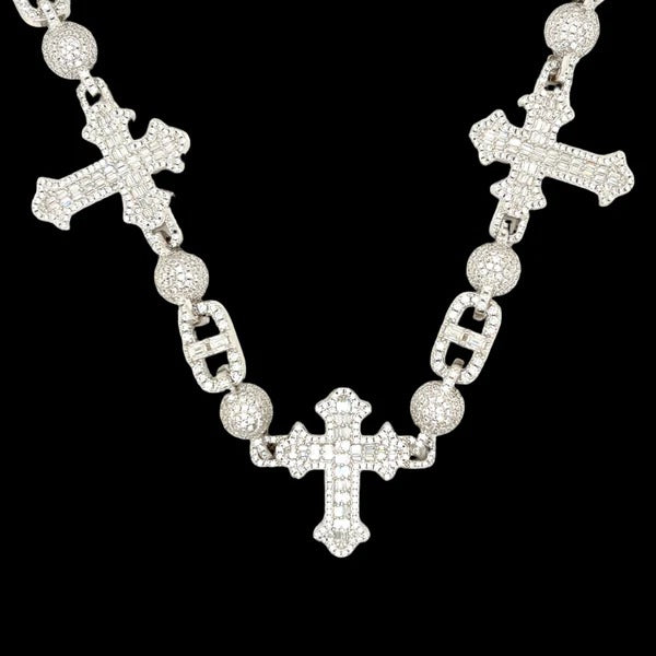 Rhodium Gucci Cross Chain