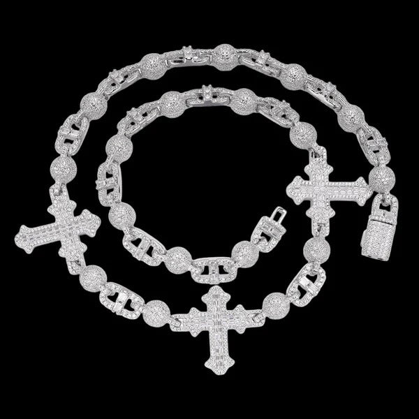 Rhodium Gucci Cross Chain