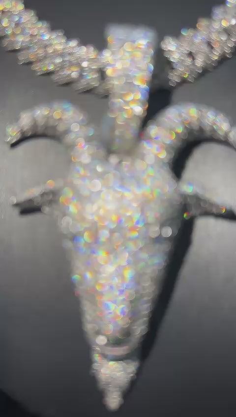 925 Moissanite Cuban chain goat charm